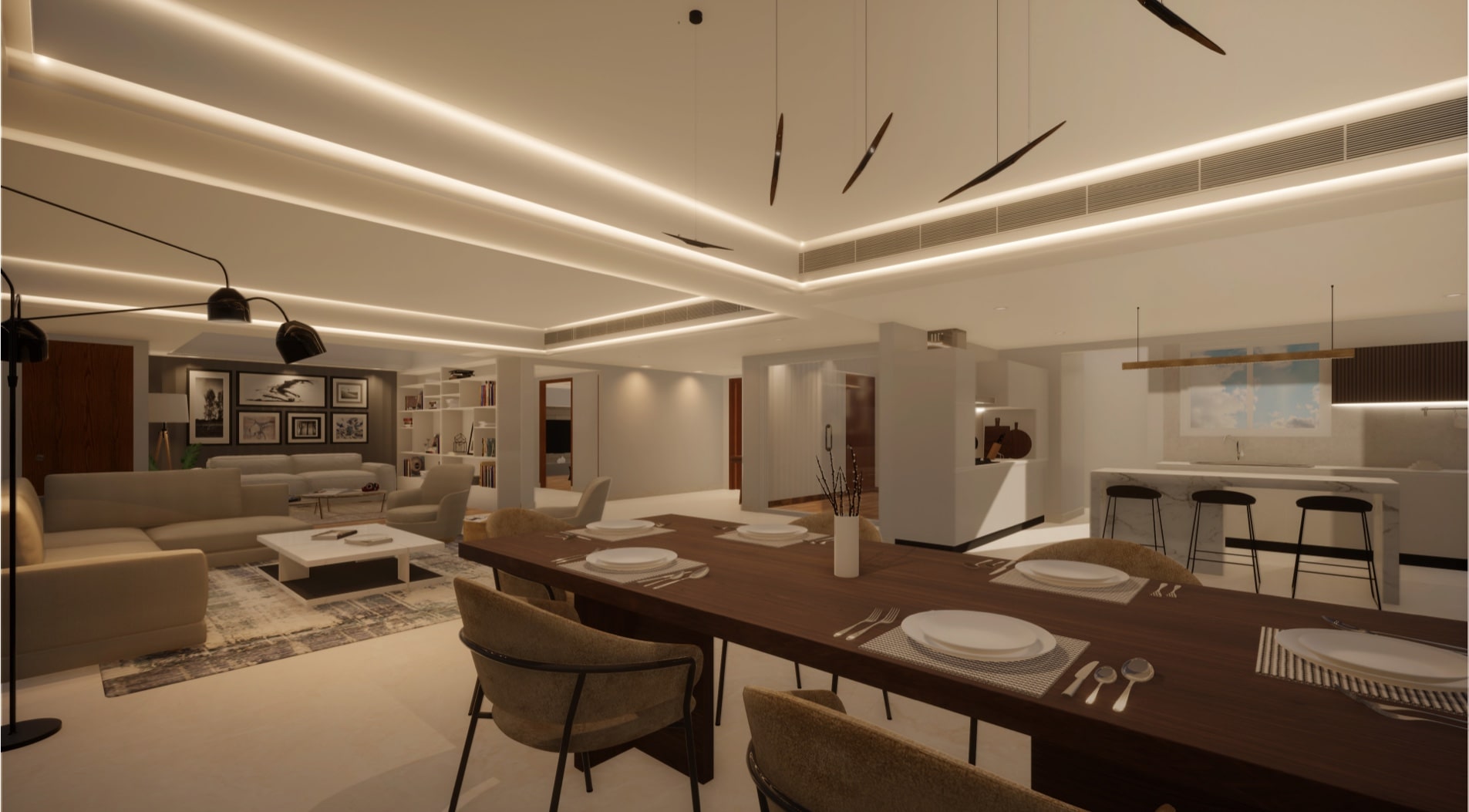 Extended living room at La Palazzo