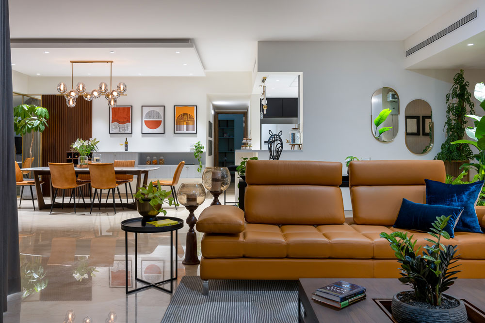 Merged duplex living and dining area for multi-generational family