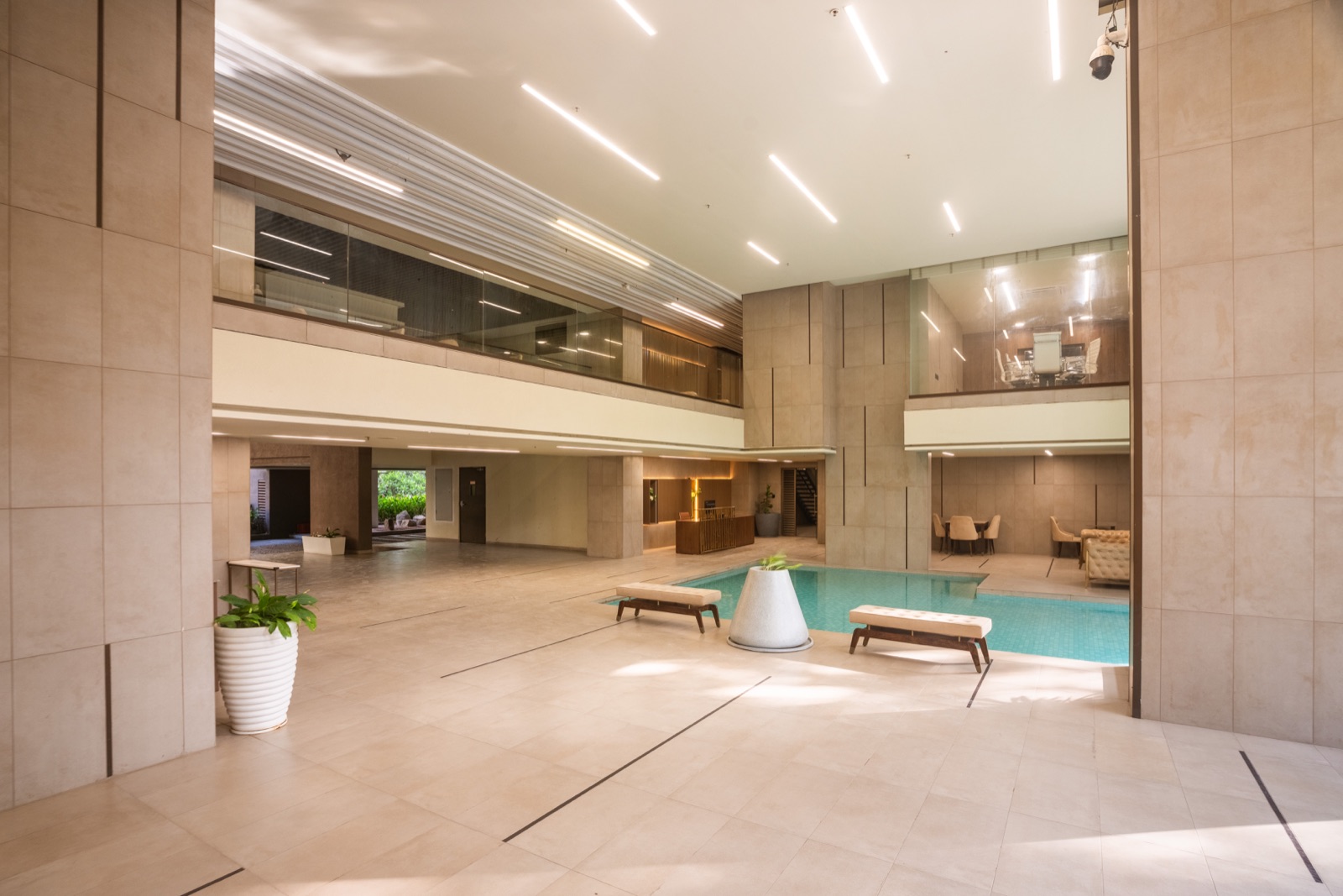 La Palazzo double-height lobby with pool